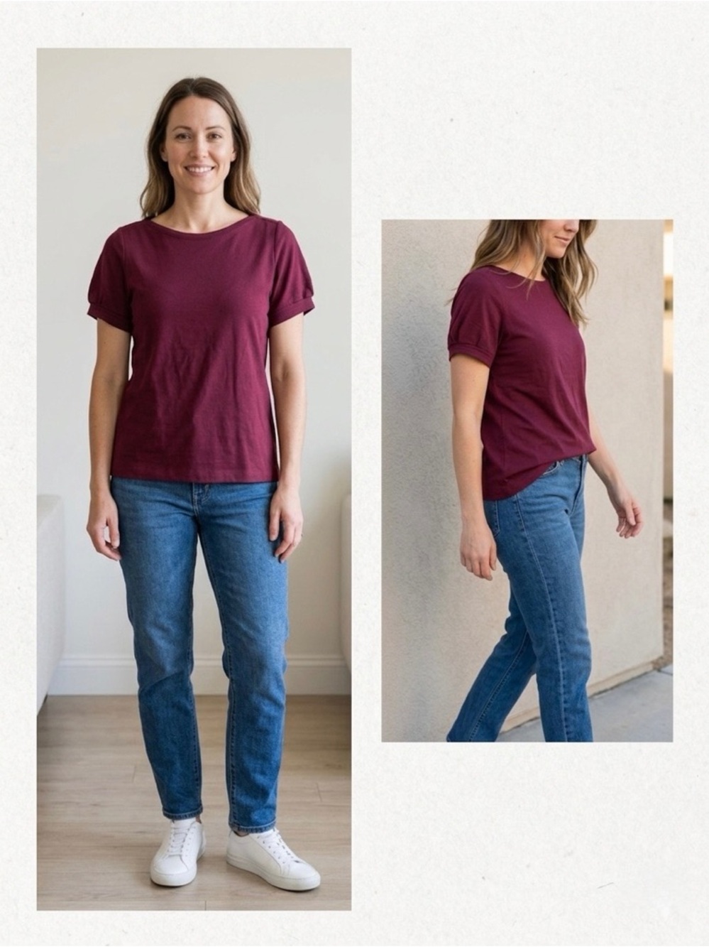 Liz Claiborne Classic Women's Crewneck Tee in Burgundy